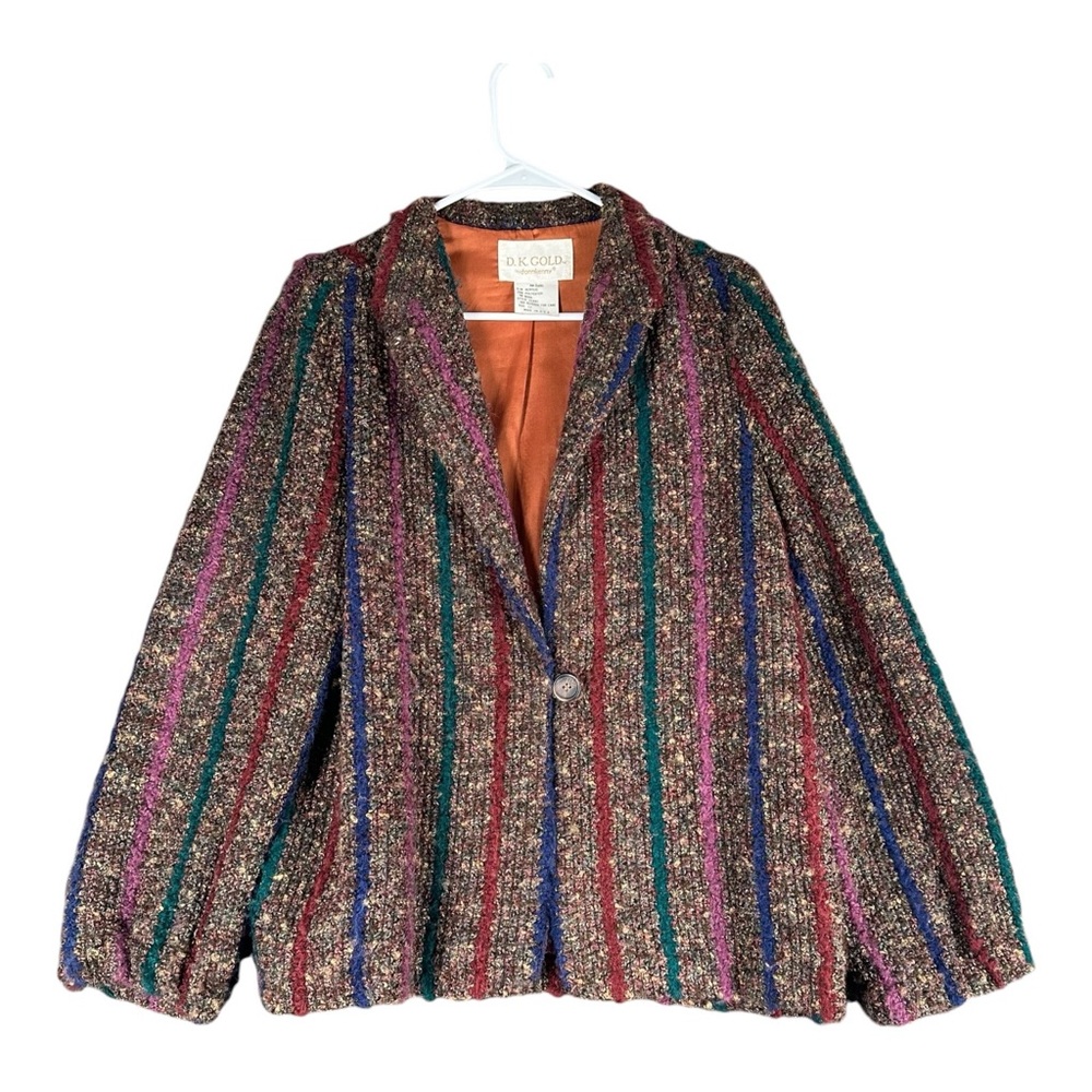 D.K. Gold Don Kenny Women’s 12 Wool Blend Vintage Boho Blazer Jacket 1980s Artsy